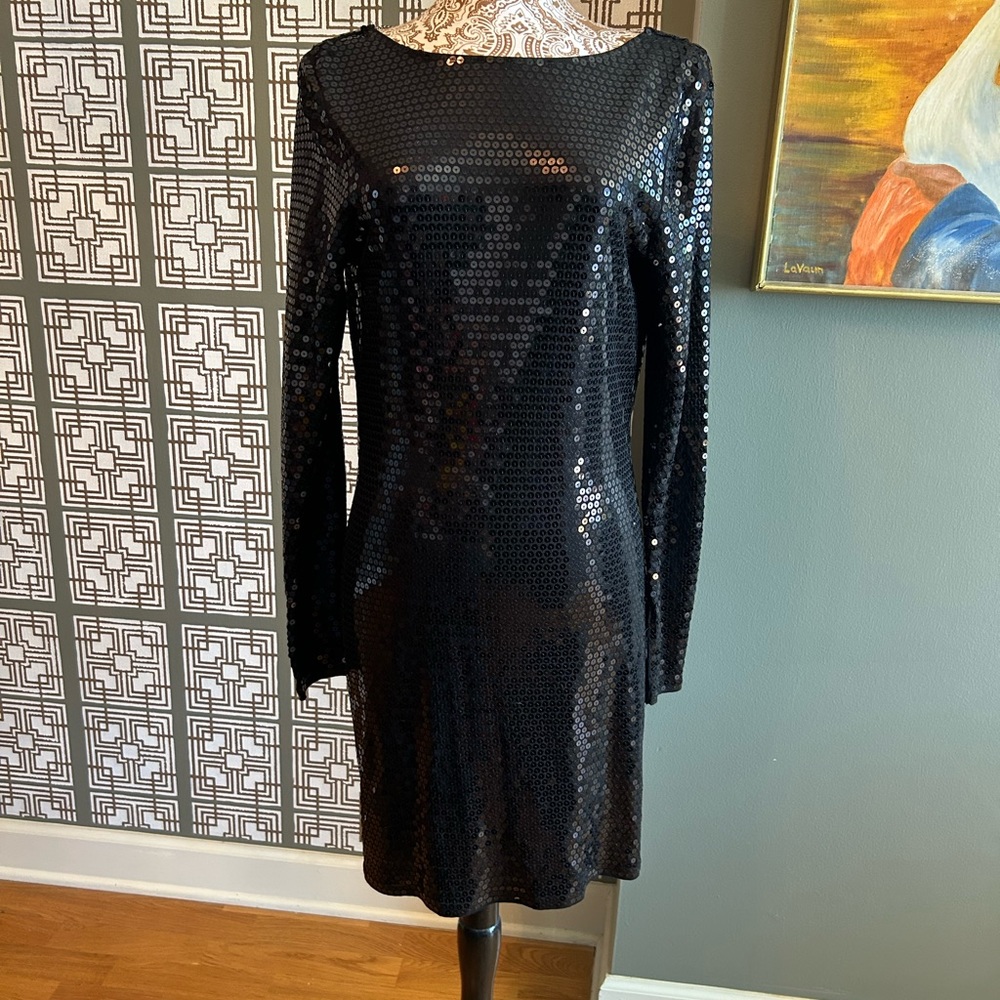 Michael Kors draped back sequins dress